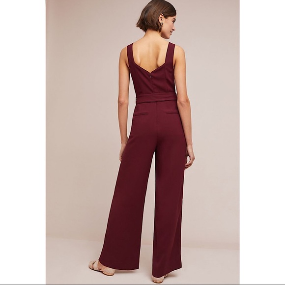 Anthropologie The Essential Jumpsuit Maroon 16 - Picture 4 of 7